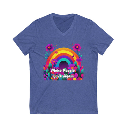 Rainbow Love Message V-Neck T-Shirt | Colorful Floral LGBTQ+ Pride Tee