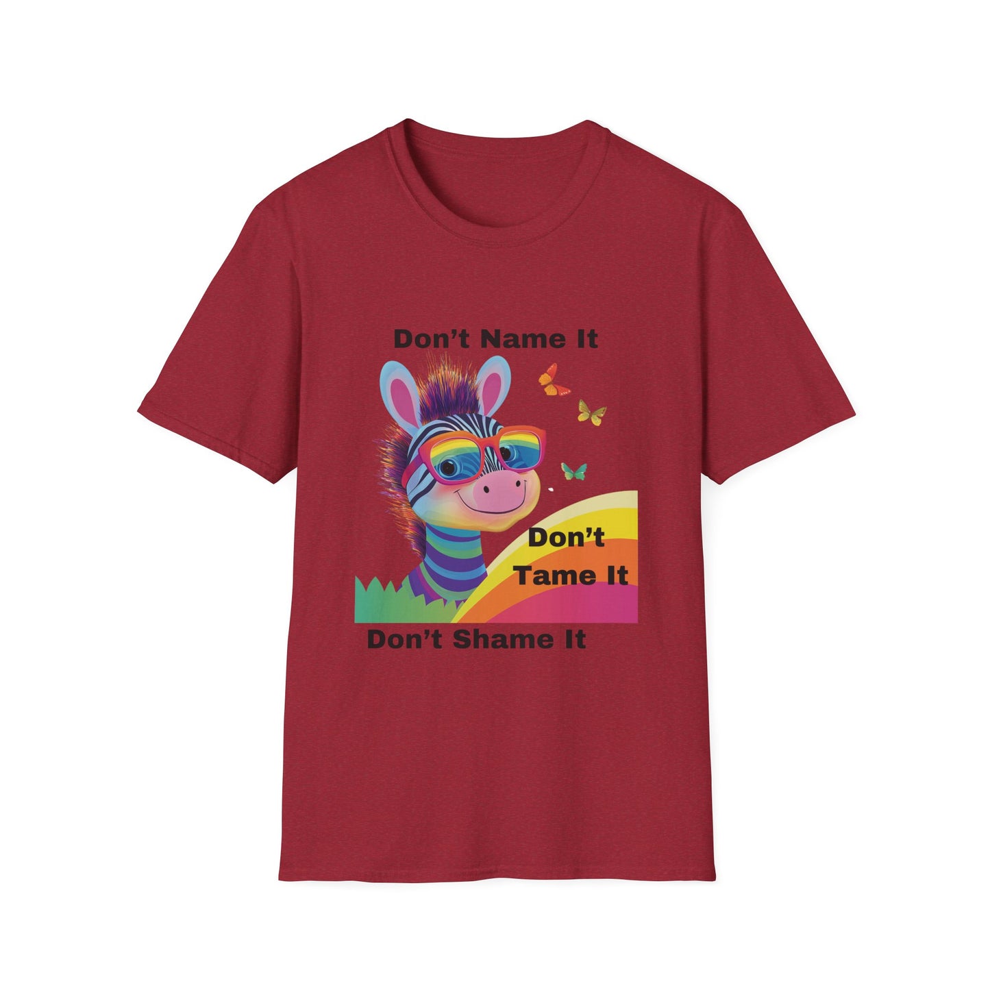 Rainbow Zebra Neurodiversity T-Shirt | Don't Shame It Pride Tee