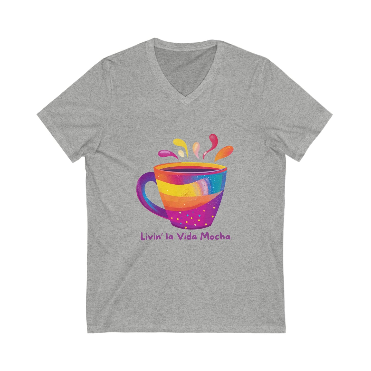 Livin' La Vida Mocha Rainbow Coffee V-Neck | Pride Coffee Lover Gift | Cute Kawaii Cafe Tee