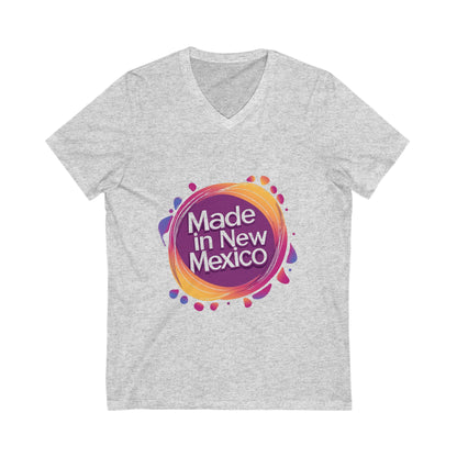 Made in New Mexico V-Neck T-Shirt | Southwest Pride State Design | Unisex Sunset Circle Tee