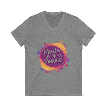 Made in New Mexico V-Neck T-Shirt | Southwest Pride State Design | Unisex Sunset Circle Tee