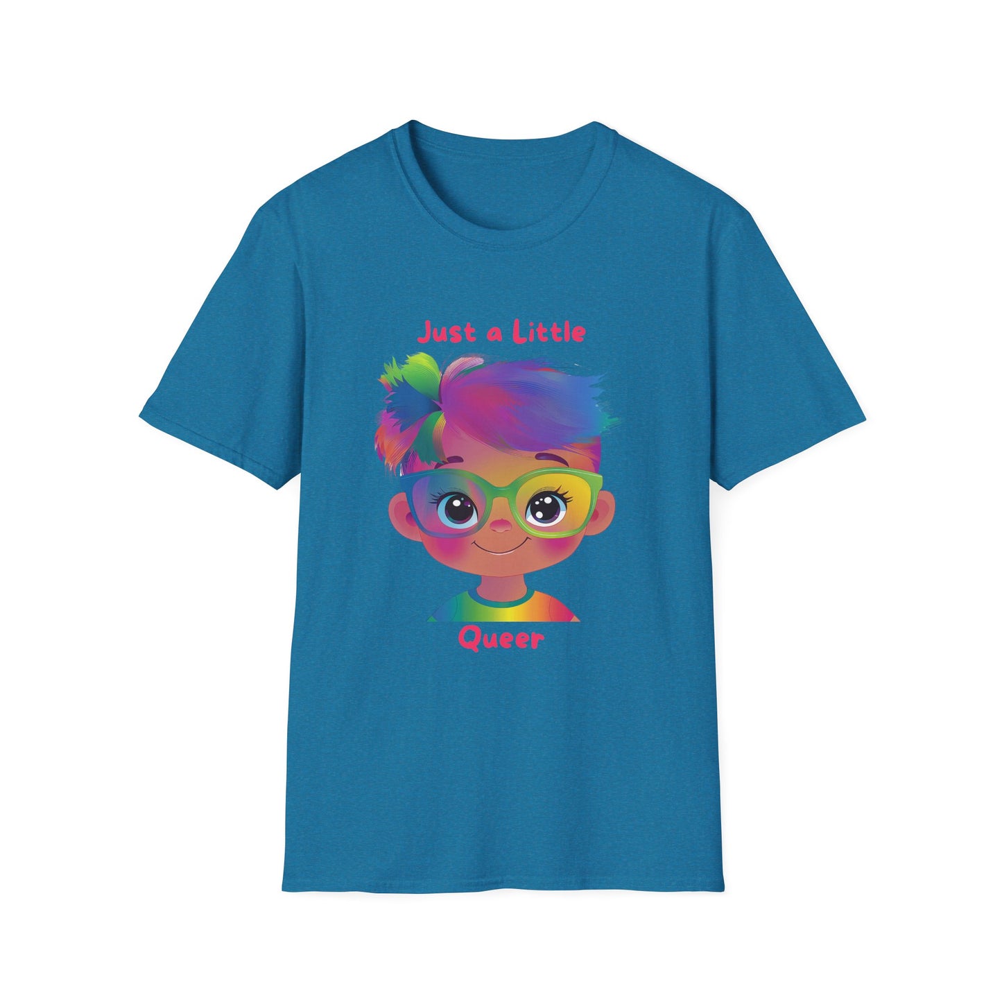 Just a Little Queer Rainbow Pride T-Shirt | Cute Character Unisex Tee
