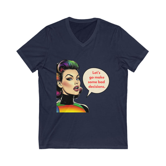 Rainbow Pride Rebel V-Neck Tee | Bad Decisions Funny LGBTQ+ T-Shirt
