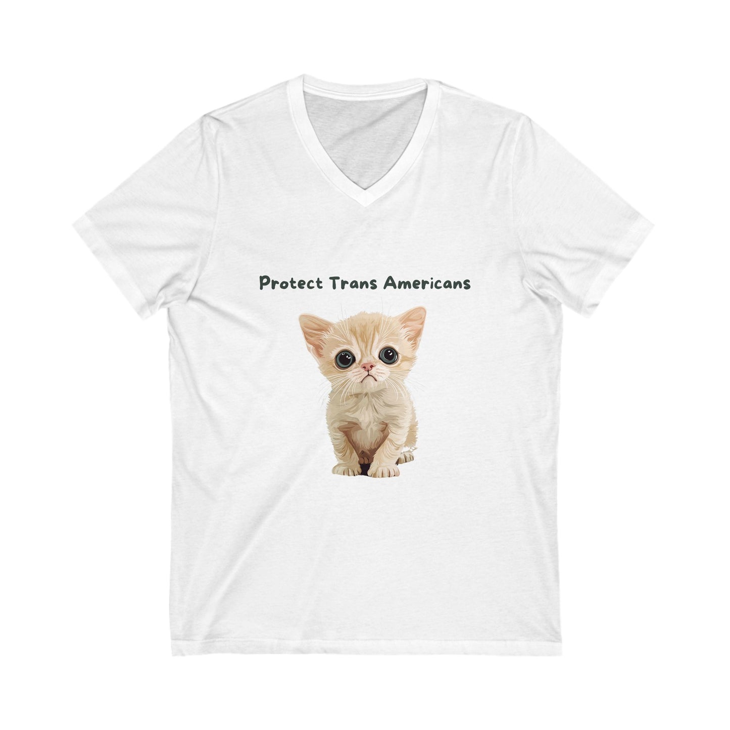 Protect Trans Americans Kitten V-Neck | LGBTQ+ Activist Cat Unisex Tee