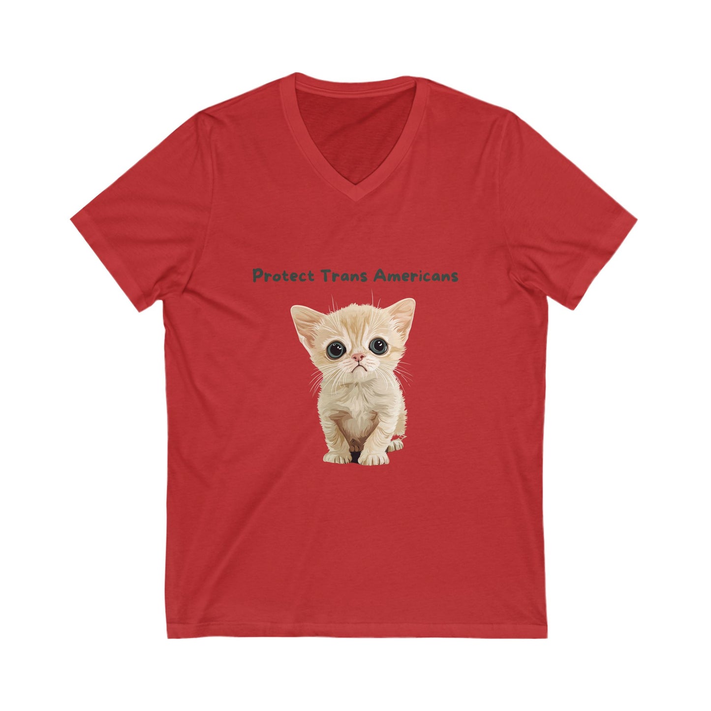 Protect Trans Americans Kitten V-Neck | LGBTQ+ Activist Cat Unisex Tee