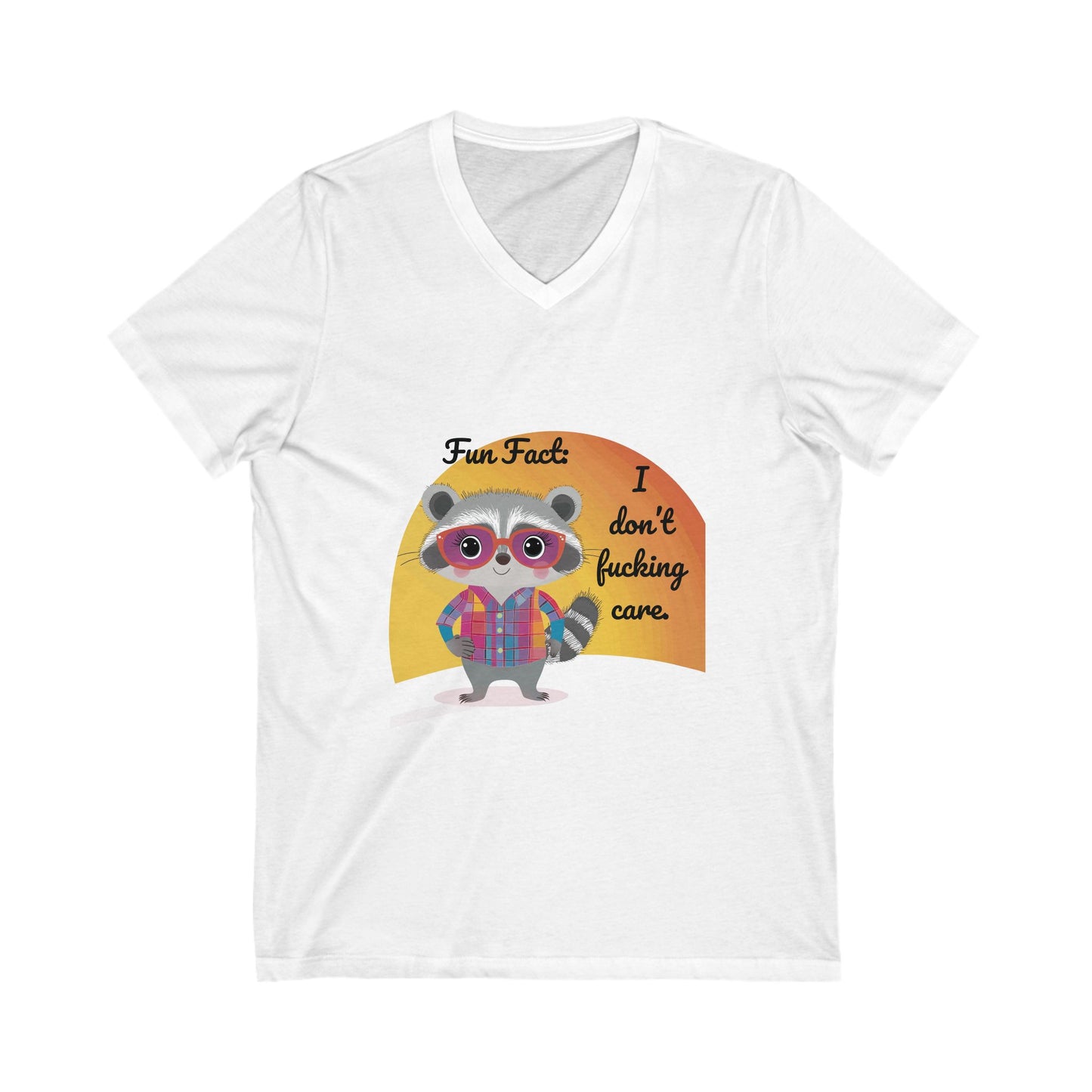Fun Fact Raccoon V-Neck Tee | Kawaii Attitude Unisex T-Shirt