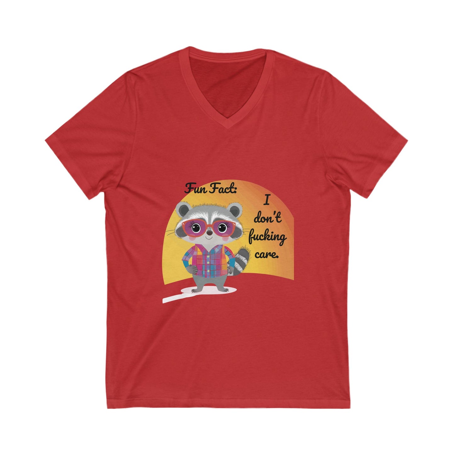 Fun Fact Raccoon V-Neck Tee | Kawaii Attitude Unisex T-Shirt