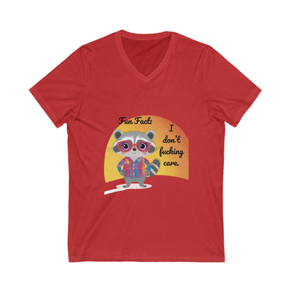 Fun Fact Raccoon V-Neck Tee | Kawaii Attitude Unisex T-Shirt