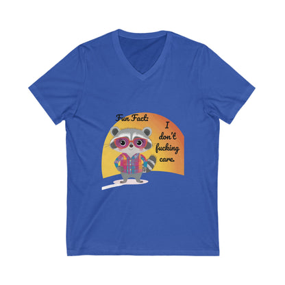 Fun Fact Raccoon V-Neck Tee | Kawaii Attitude Unisex T-Shirt