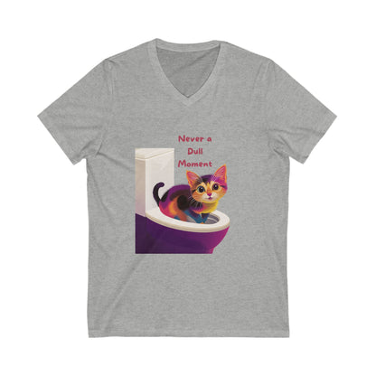 Never a Dull Moment Cat V-Neck T-Shirt | Funny Cat Lover Gift | Cute Colorful Pet Tee