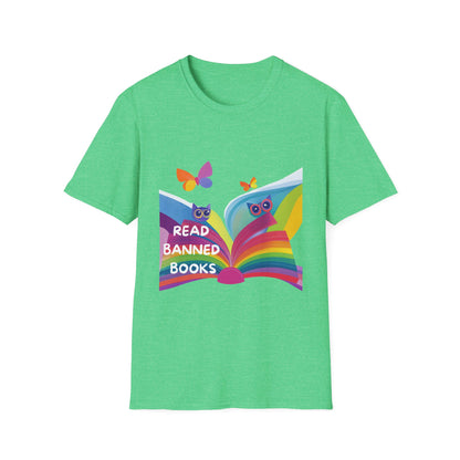 Rainbow Owl Read Banned Books T-Shirt | Cute Activist Library Tee