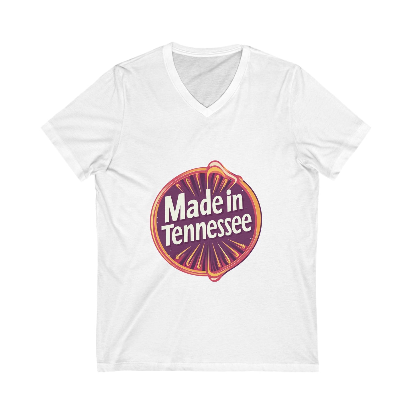 Made in Tennessee V-Neck T-Shirt | Retro State Pride Design | Vintage Circle Badge Unisex Tee