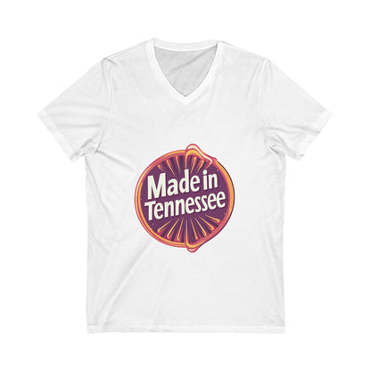 Made in Tennessee V-Neck T-Shirt | Retro State Pride Design | Vintage Circle Badge Unisex Tee