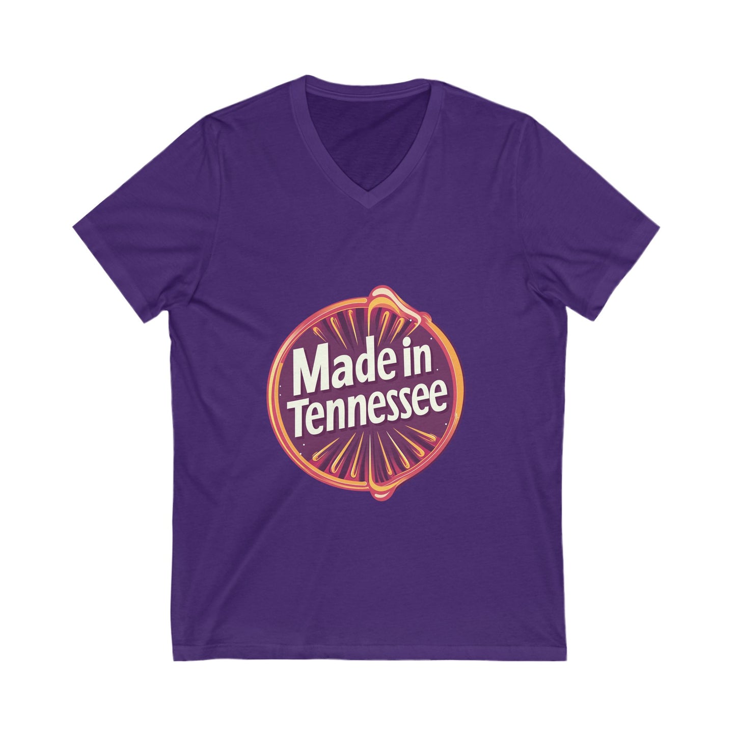 Made in Tennessee V-Neck T-Shirt | Retro State Pride Design | Vintage Circle Badge Unisex Tee