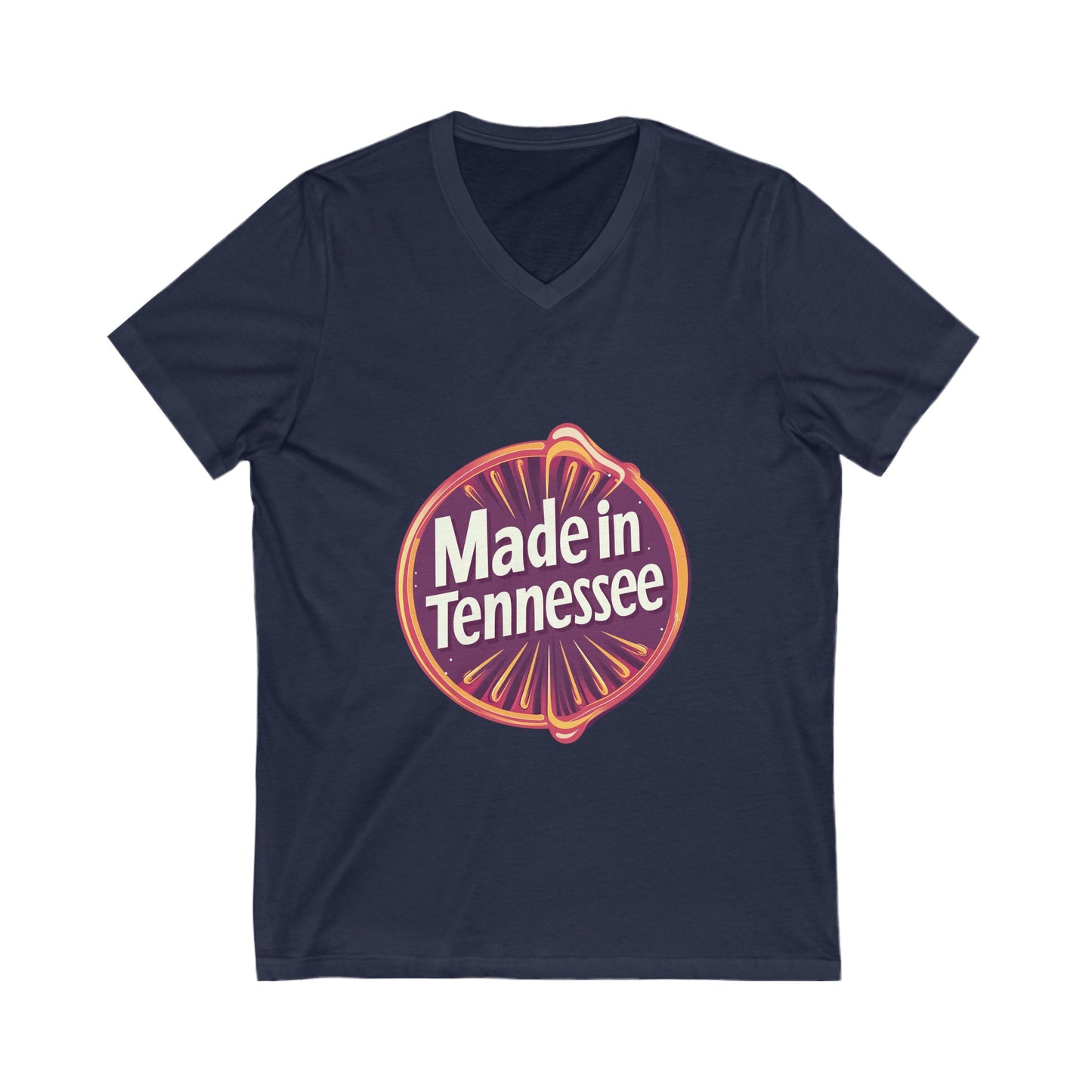 Made in Tennessee V-Neck T-Shirt | Retro State Pride Design | Vintage Circle Badge Unisex Tee
