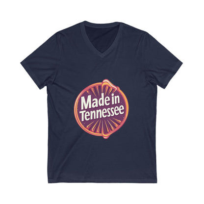 Made in Tennessee V-Neck T-Shirt | Retro State Pride Design | Vintage Circle Badge Unisex Tee