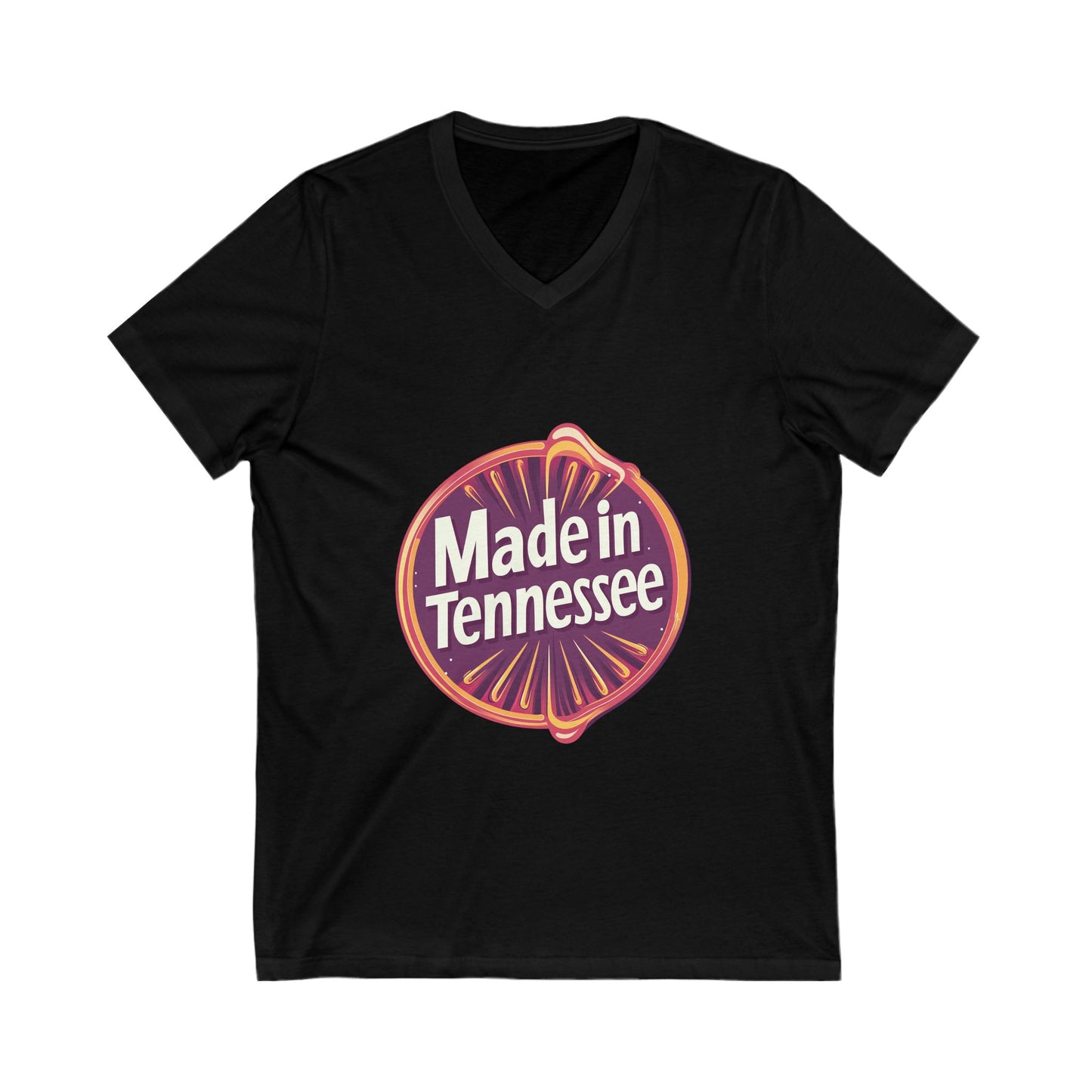 Made in Tennessee V-Neck T-Shirt | Retro State Pride Design | Vintage Circle Badge Unisex Tee
