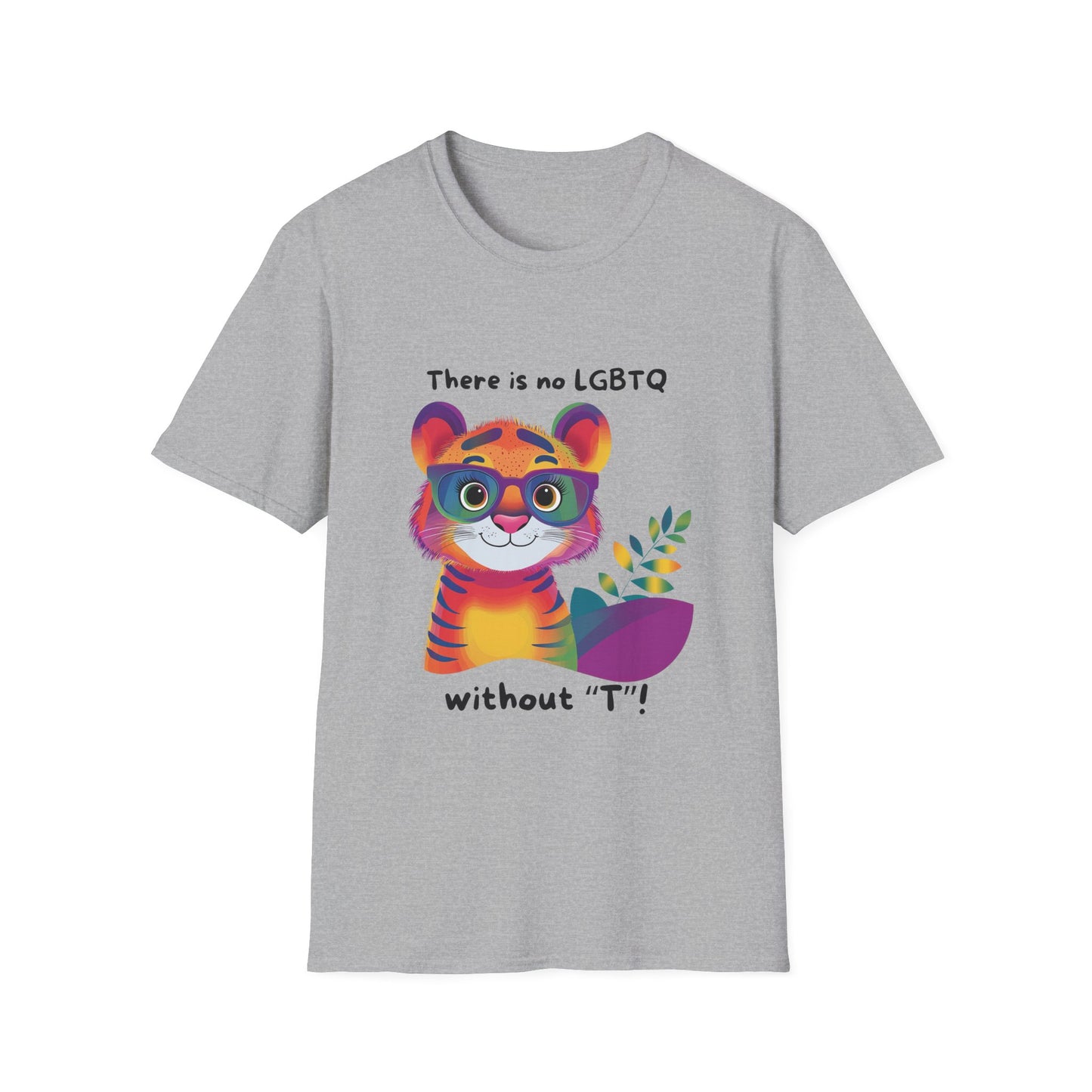 Cute Trans Tiger LGBTQ Pride T-Shirt | Rainbow Kawaii Tiger Unisex Tee
