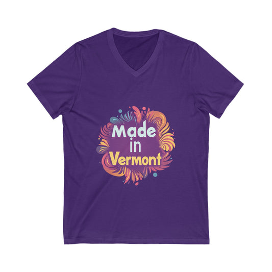 Made in Vermont Retro V-Neck T-Shirt | Vintage State Pride Design | Unisex Local Tee