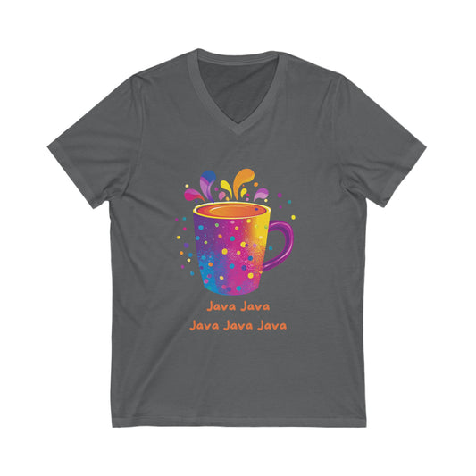 Rainbow Java Coffee Cup V-Neck | Programmer Kawaii T-Shirt | Coding Geek Gift