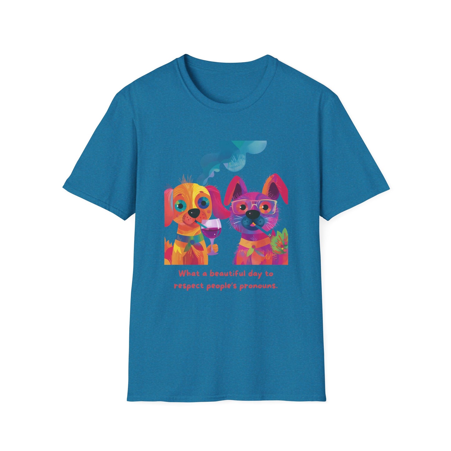 Colorful Pronoun Respect Dogs T-Shirt | LGBTQ+ Pride Unisex Tee