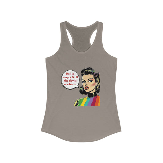 Retro Rainbow Devils Quote Racerback Tank | LGBTQ+ Pride Feminist Tank Top