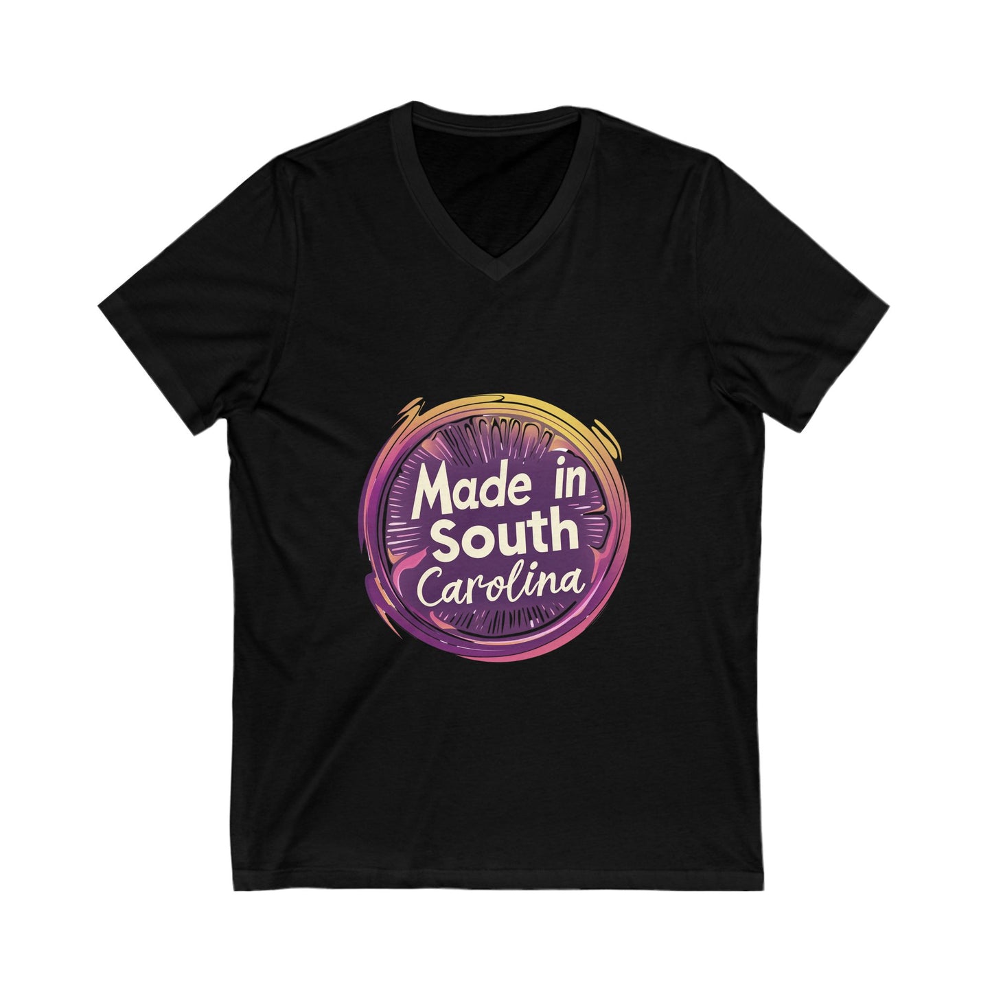 Made in South Carolina V-Neck T-Shirt | Retro Neon Circle Design | State Pride Unisex Tee