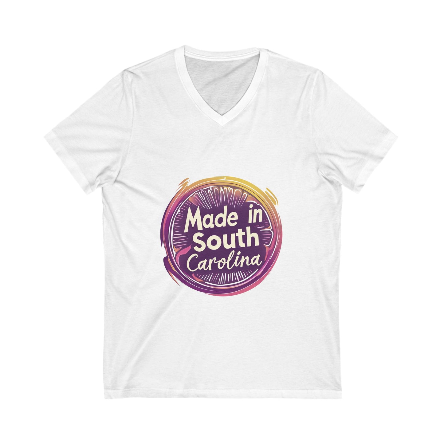 Made in South Carolina V-Neck T-Shirt | Retro Neon Circle Design | State Pride Unisex Tee