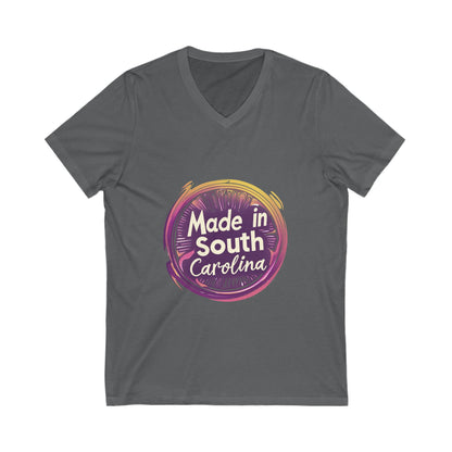 Made in South Carolina V-Neck T-Shirt | Retro Neon Circle Design | State Pride Unisex Tee
