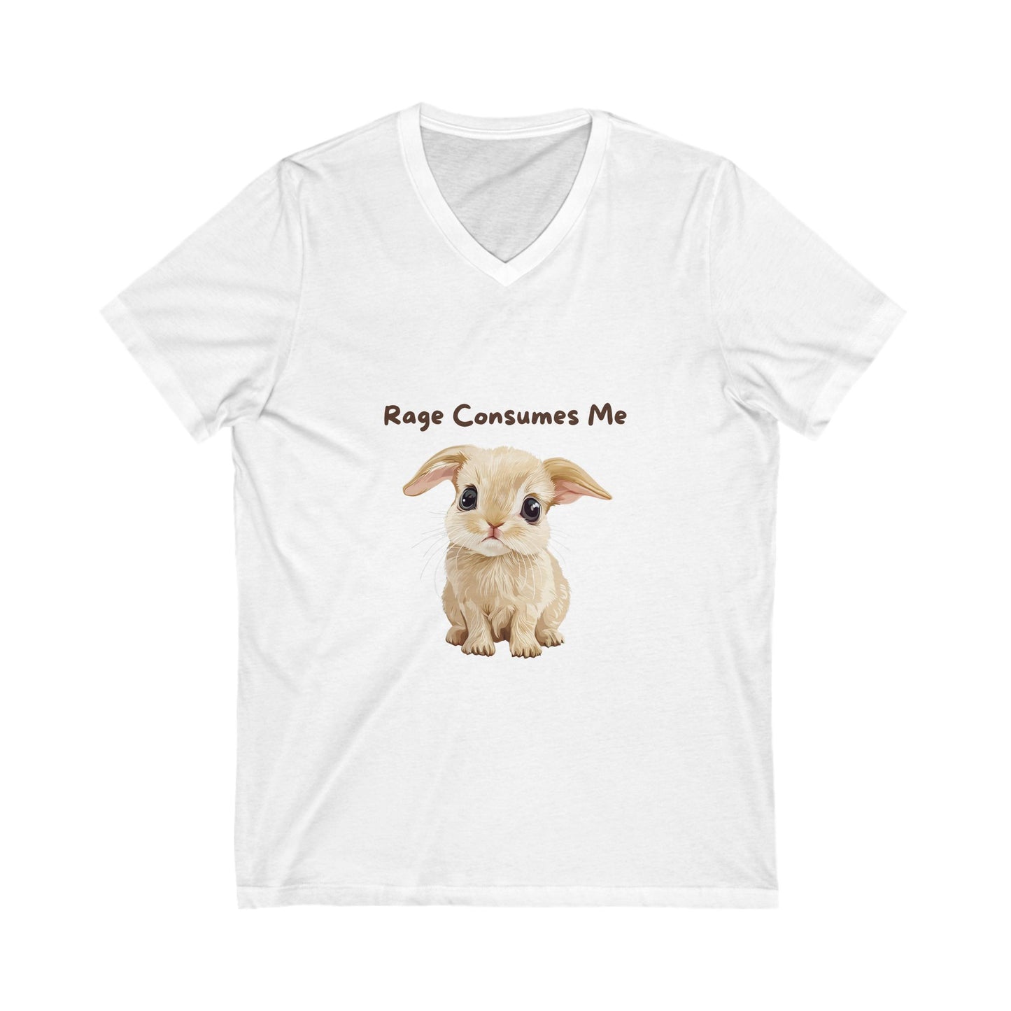 Rage Consumes Me Bunny V-Neck T-Shirt | Cute Ironic Animal Unisex Tee