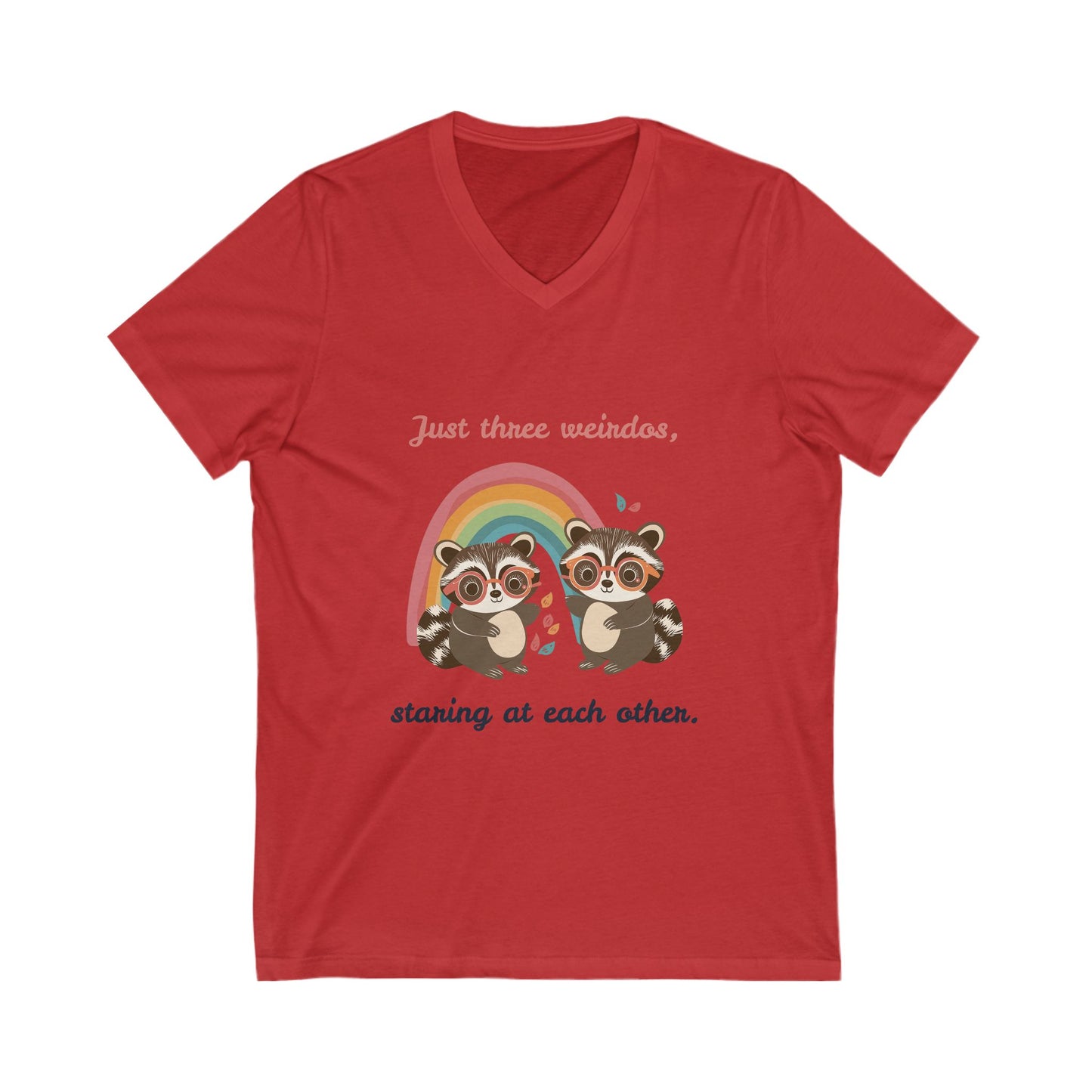 Cute Raccoon Rainbow V-Neck T-Shirt | Kawaii Animal Friends Pride Tee