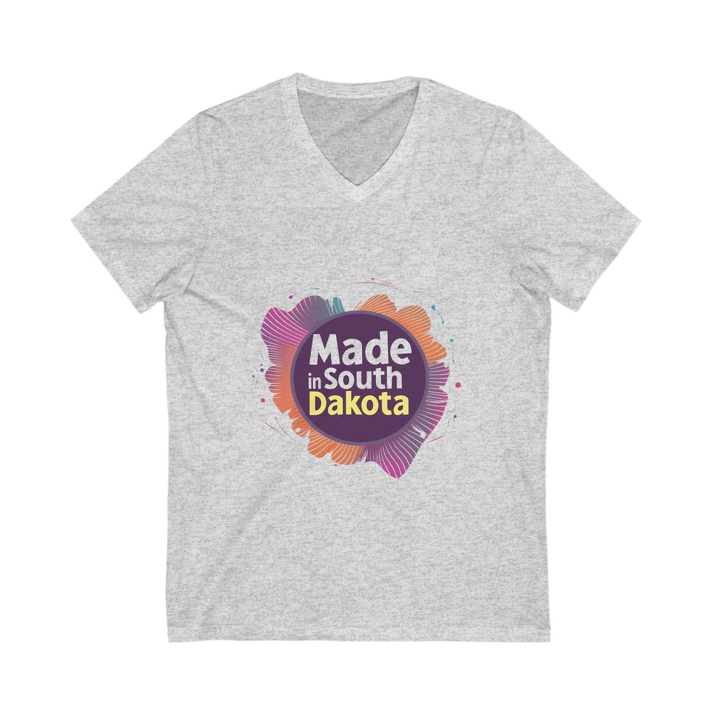 Made in South Dakota V-Neck T-Shirt | Retro State Pride Design | Gradient Circle Unisex Tee