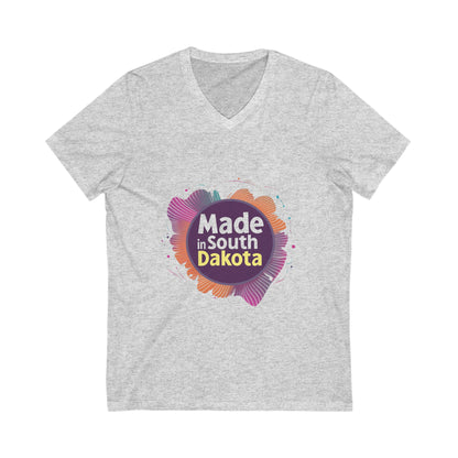 Made in South Dakota V-Neck T-Shirt | Retro State Pride Design | Gradient Circle Unisex Tee