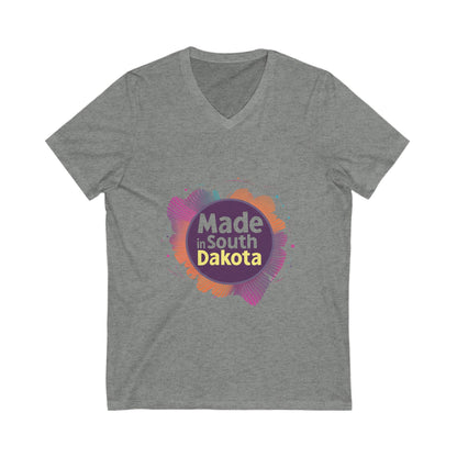 Made in South Dakota V-Neck T-Shirt | Retro State Pride Design | Gradient Circle Unisex Tee