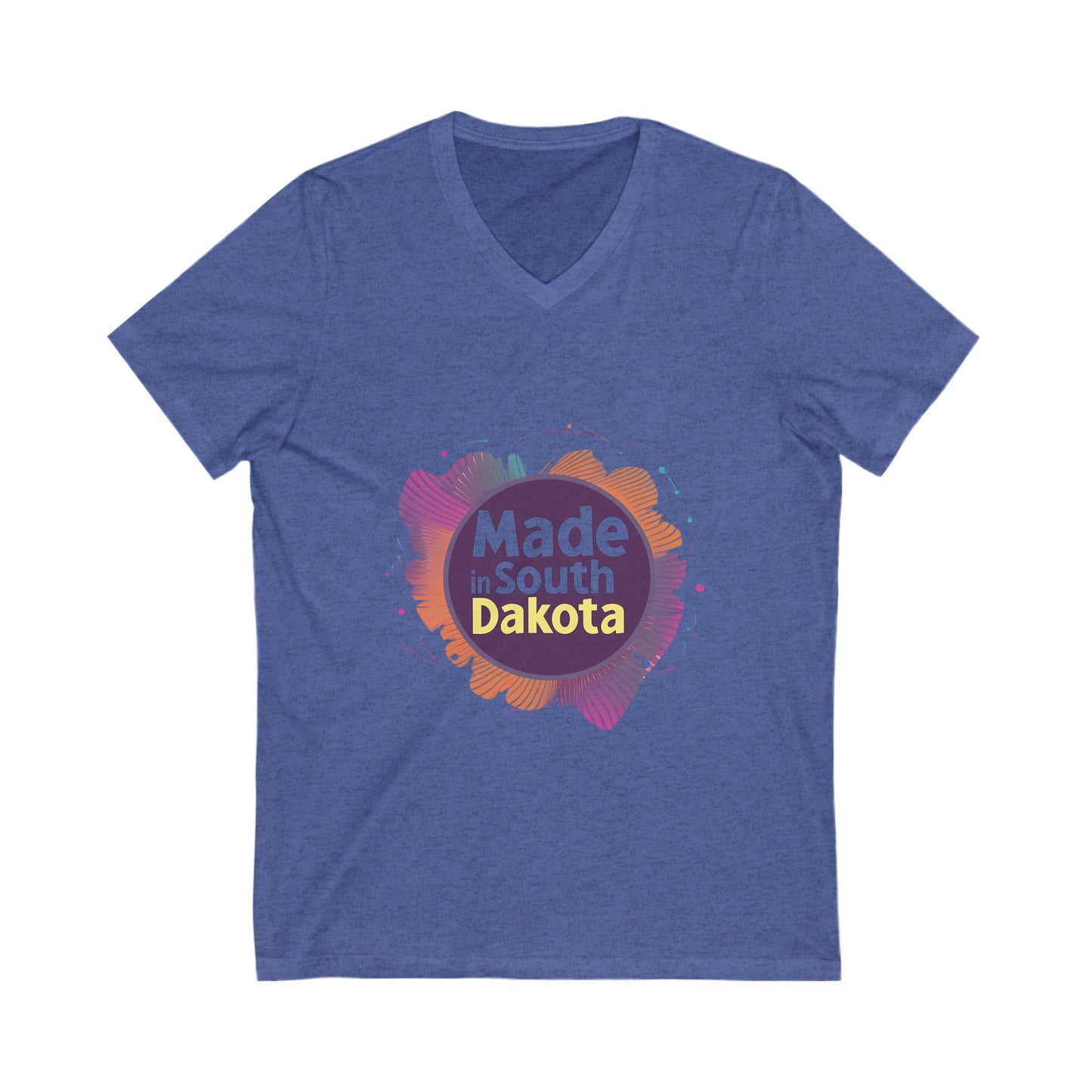 Made in South Dakota V-Neck T-Shirt | Retro State Pride Design | Gradient Circle Unisex Tee