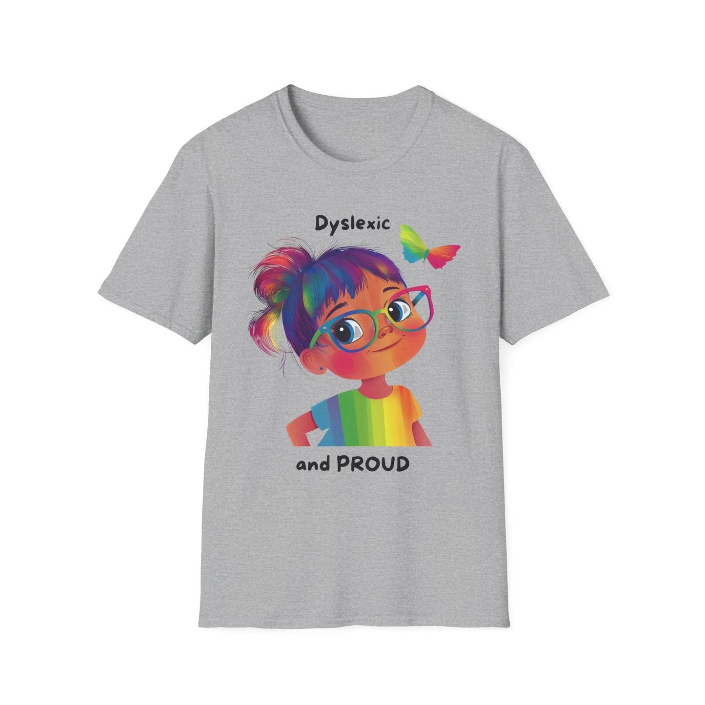 Dyslexic and Proud Rainbow T-Shirt | Neurodiversity Pride Tee