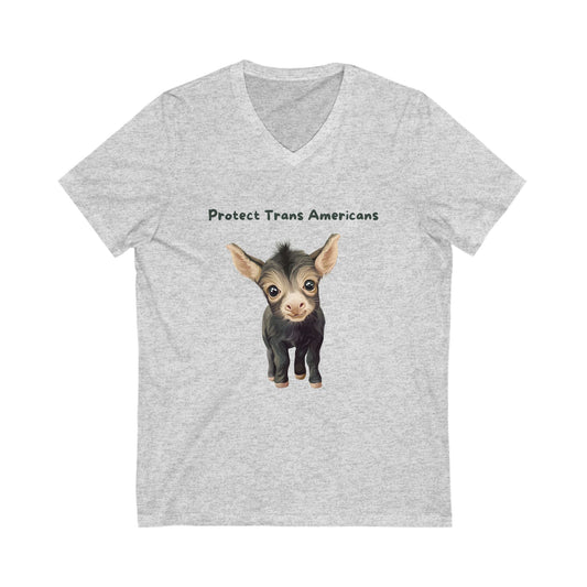 Protect Trans Americans Kawaii Goat V-Neck | LGBTQ+ Pride Support Tee