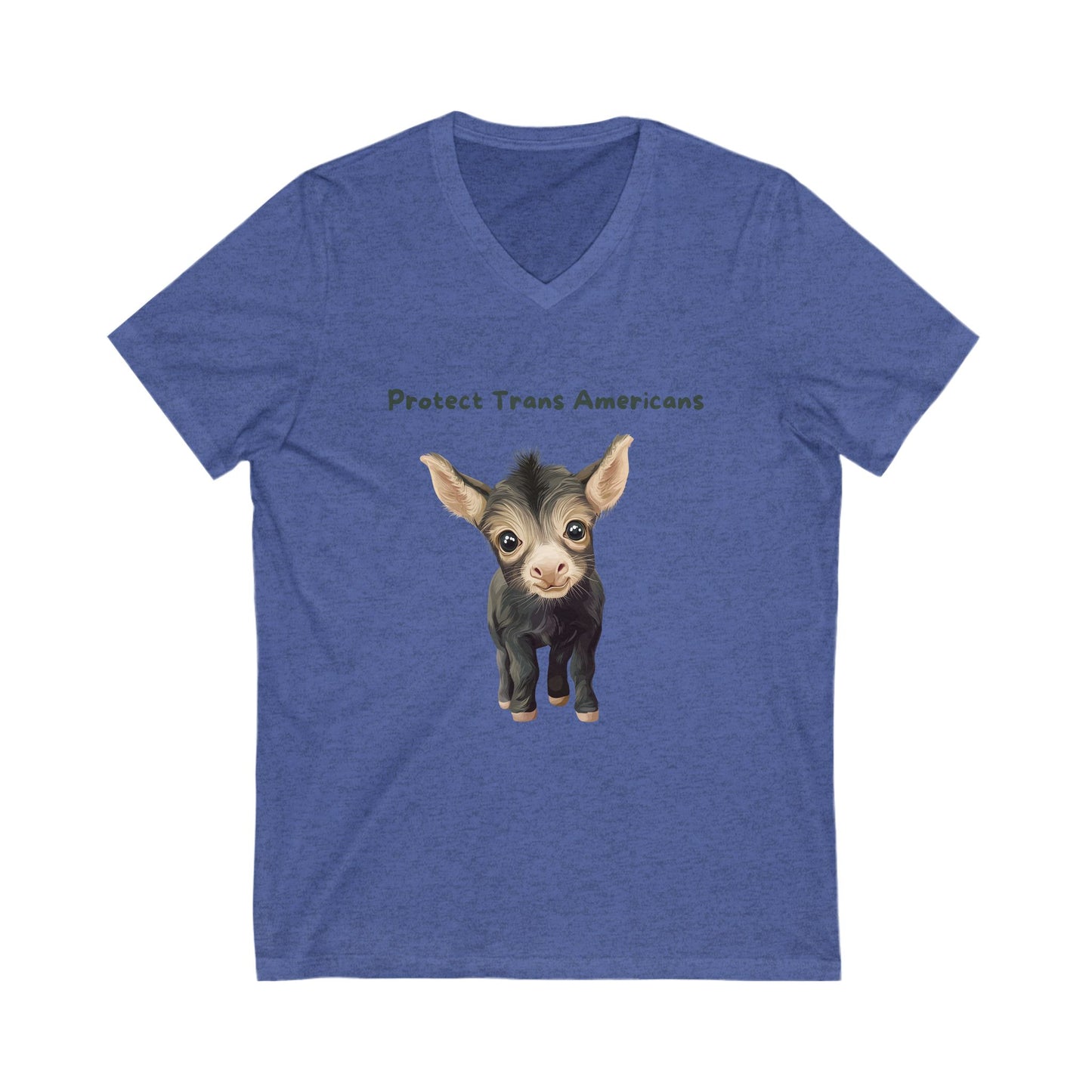 Protect Trans Americans Kawaii Goat V-Neck | LGBTQ+ Pride Support Tee