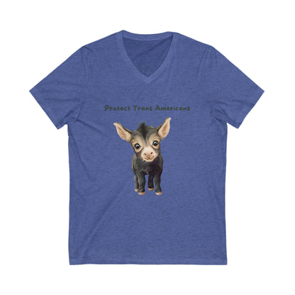 Protect Trans Americans Kawaii Goat V-Neck | LGBTQ+ Pride Support Tee