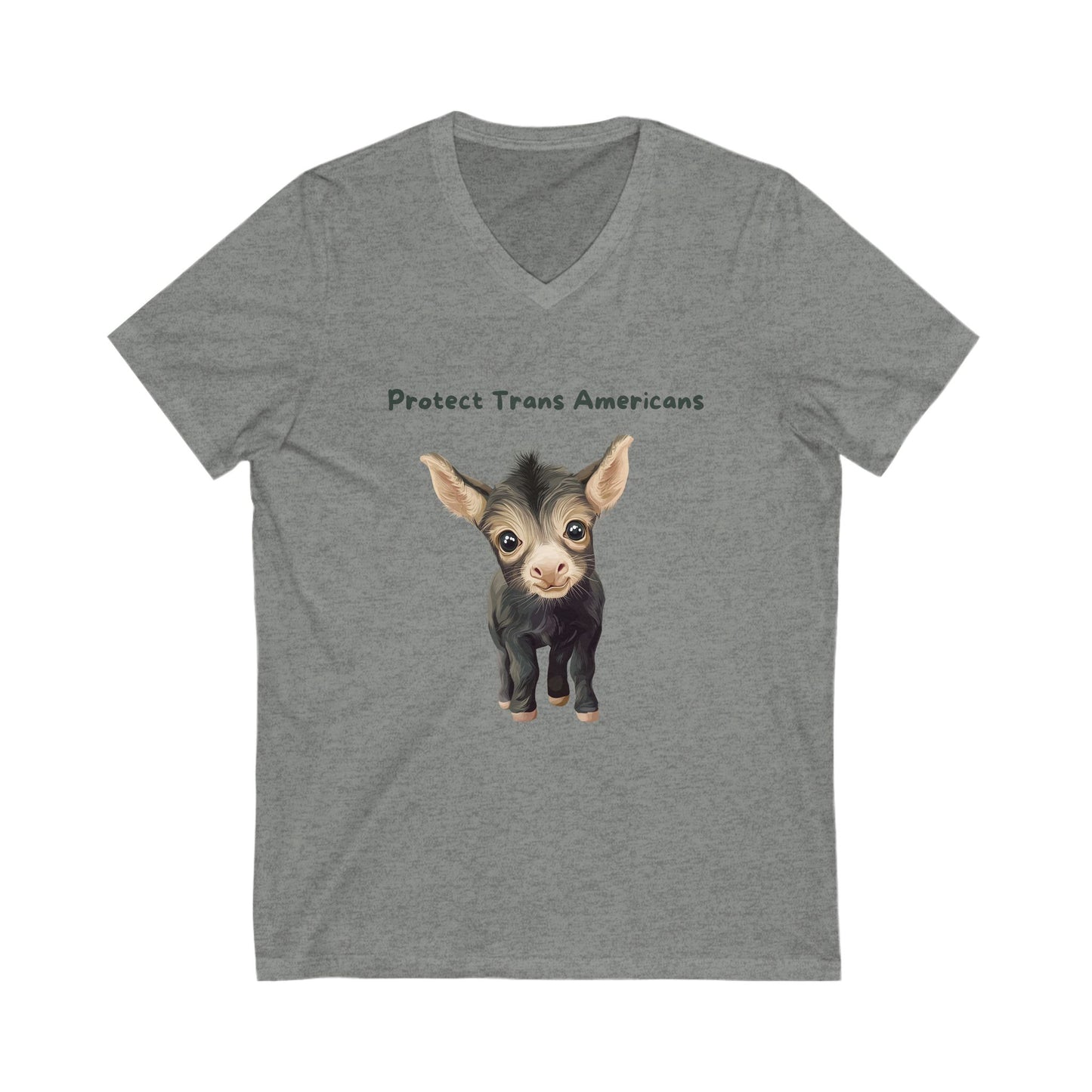Protect Trans Americans Kawaii Goat V-Neck | LGBTQ+ Pride Support Tee