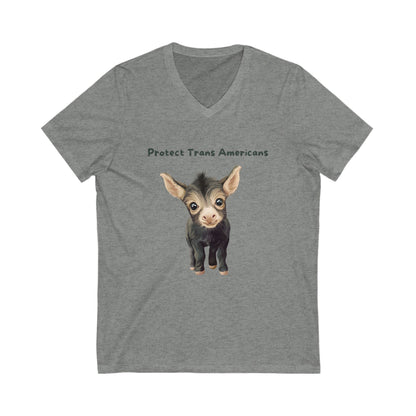 Protect Trans Americans Kawaii Goat V-Neck | LGBTQ+ Pride Support Tee