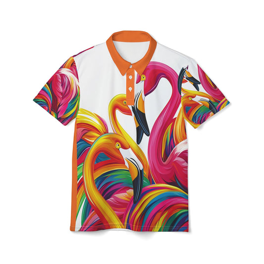 Vibrant Flamingo Pride Polo Shirt | Rainbow Art LGBTQ+ Apparel