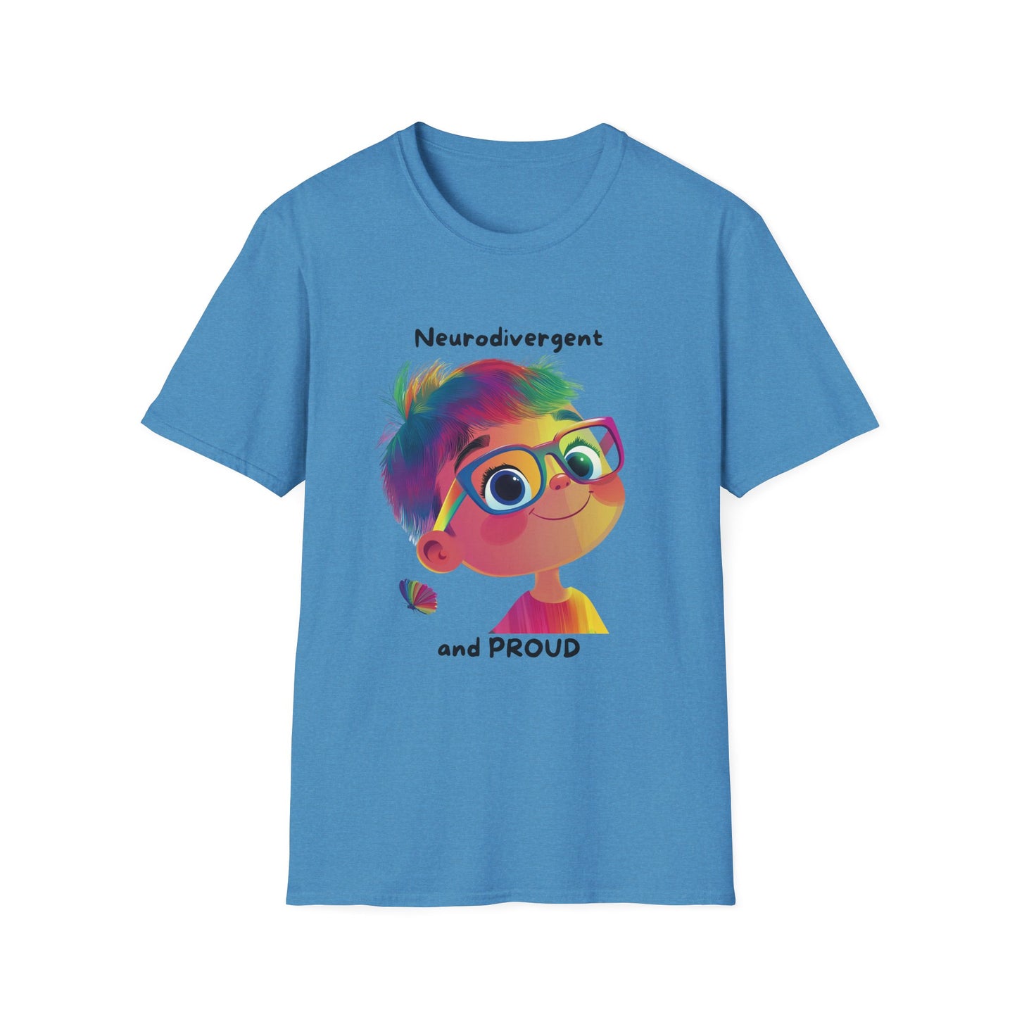 Neurodivergent and Proud Rainbow Character T-Shirt | Cute Neurodiversity Pride Tee