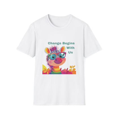 Rainbow Zebra Change Maker T-Shirt | Kawaii Activist Unisex Tee