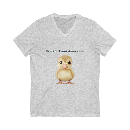 Kawaii Duck Trans Rights V-Neck | Cute LGBTQ+ Activist Tee