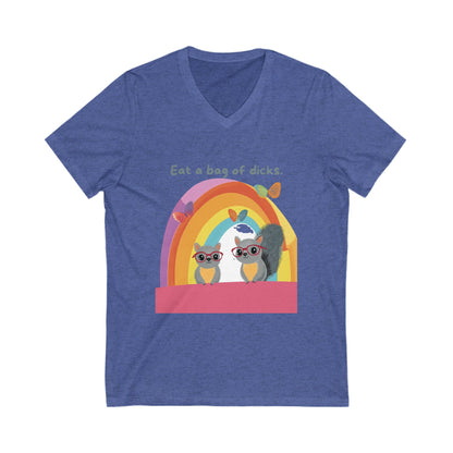 Sassy Rainbow Squirrel Squad V-Neck Tee | Cute Activist Unisex T-Shirt