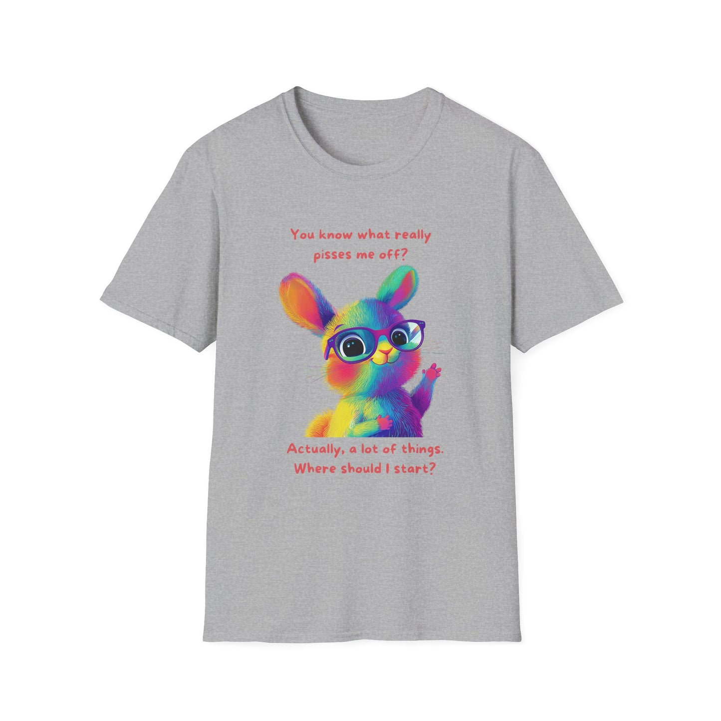 Rainbow Bunny Attitude T-Shirt | Sassy Pet Graphic Tee