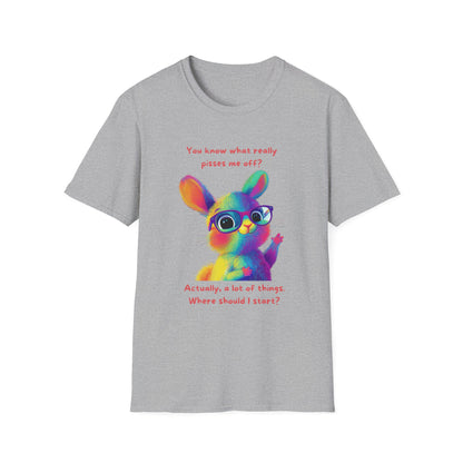 Rainbow Bunny Attitude T-Shirt | Sassy Pet Graphic Tee