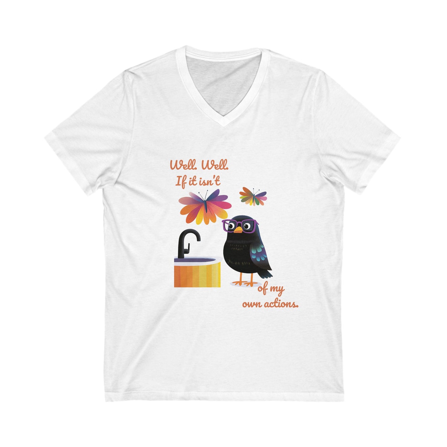 Kawaii Bird Self-Empowerment V-Neck T-Shirt | Cute Activist Unisex Tee