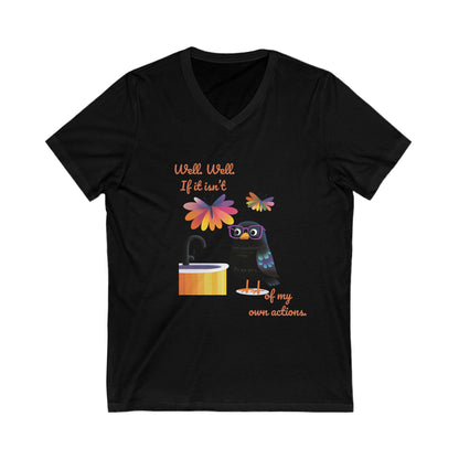 Kawaii Bird Self-Empowerment V-Neck T-Shirt | Cute Activist Unisex Tee